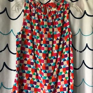 Kate Spade Sleeveless Geometric Blouse w/ Keyhole